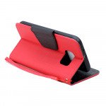 Wholesale LG Tribute 5 K7 Color Flip Leather Wallet Case with Strap (Red Black)